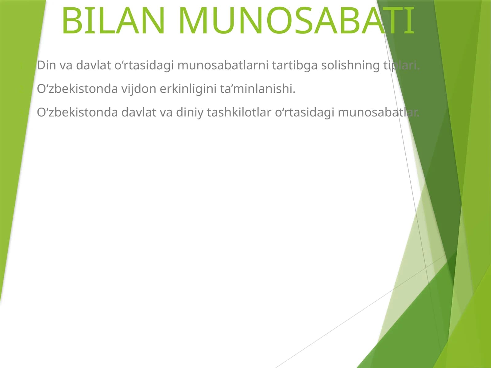 Davlatning din va diniy tashkilotlar bilan munosabati