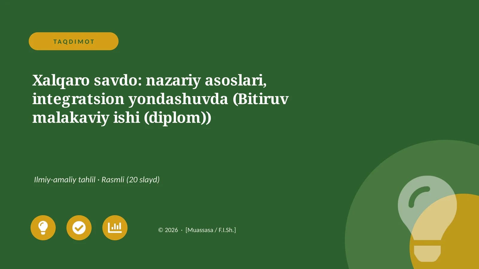 Xalqaro savdo: nazariy asoslari, integratsion yondashuvda (Bitiruv malakaviy ishi (diplom))