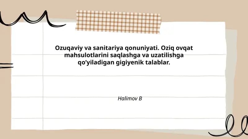 Oziq-ovqat va sanitariya qonuniyati