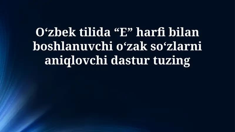 Dastur yaratish bo'yicha loyiha
