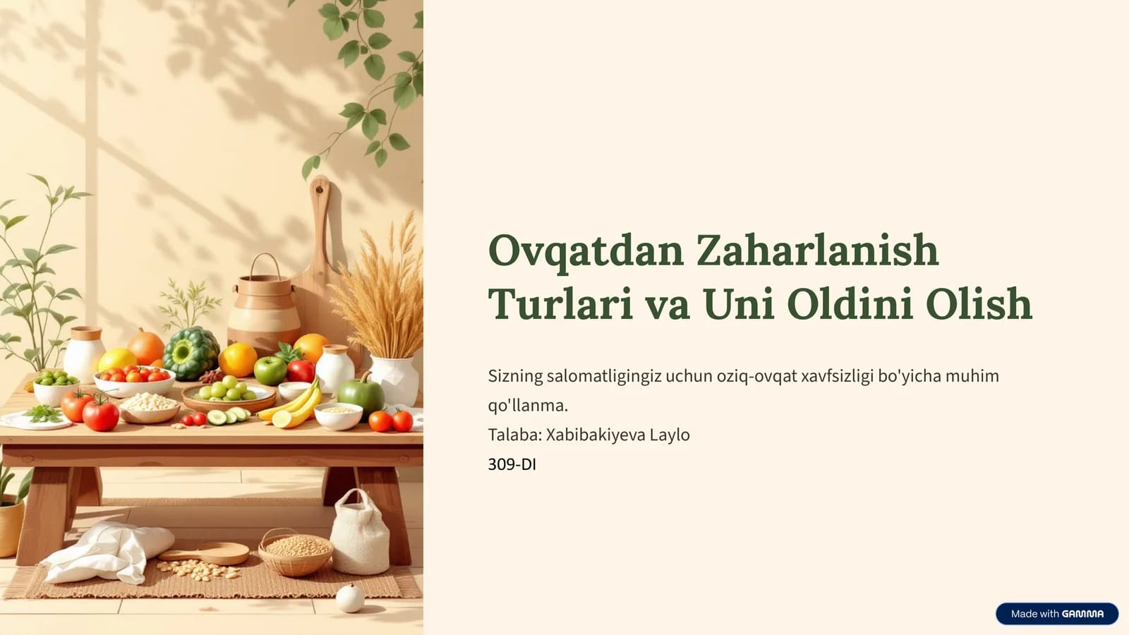 Ovqatdan Zaharlanish Turlari va Uni Oldini Olish