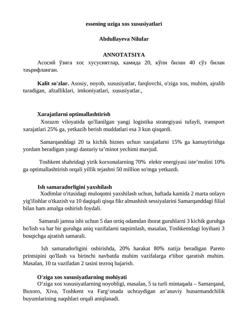 Xarajatlarni optimallashtirish