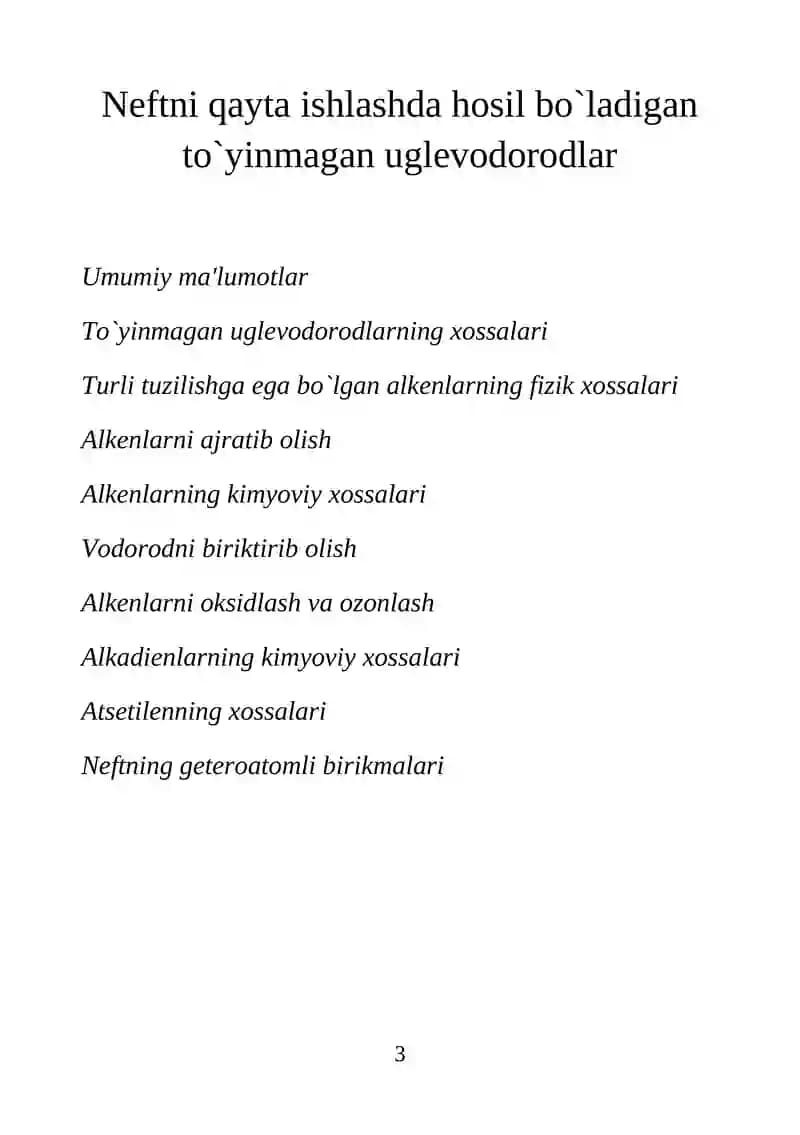 To`yinmagan uglevodorodlar