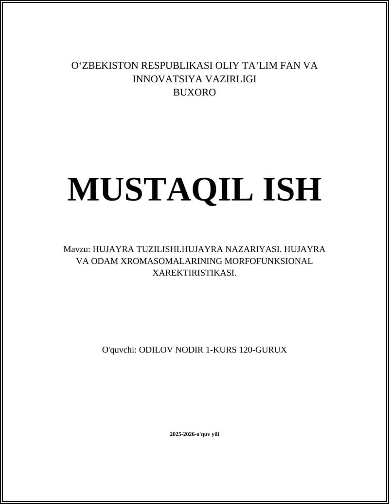 Hujayra Tuzilishi va Organellalar