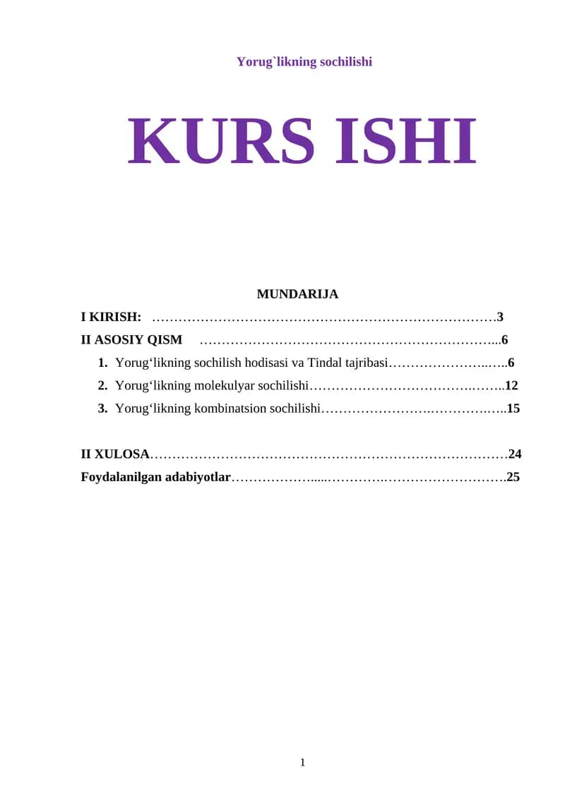 Yorug`likning sochilishi