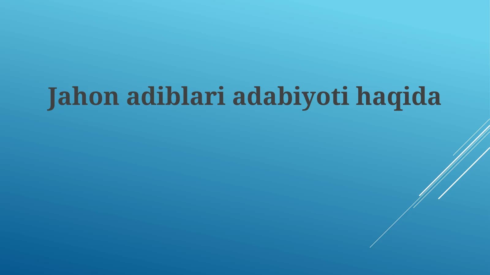Jahon Adabiyoti: Asosiy Yoʻnalishlar va Janrlar