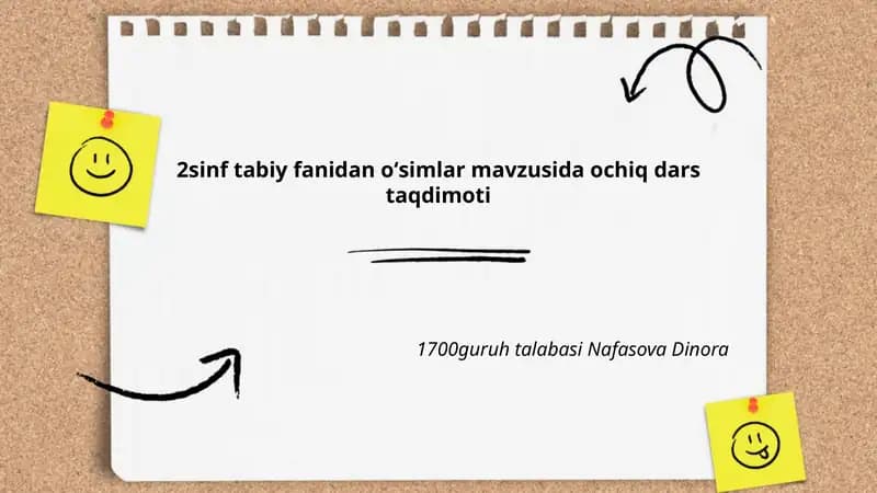 2sinf tabiy fanidan oʻsimlar mavzusida ochiq dars taqdimoti