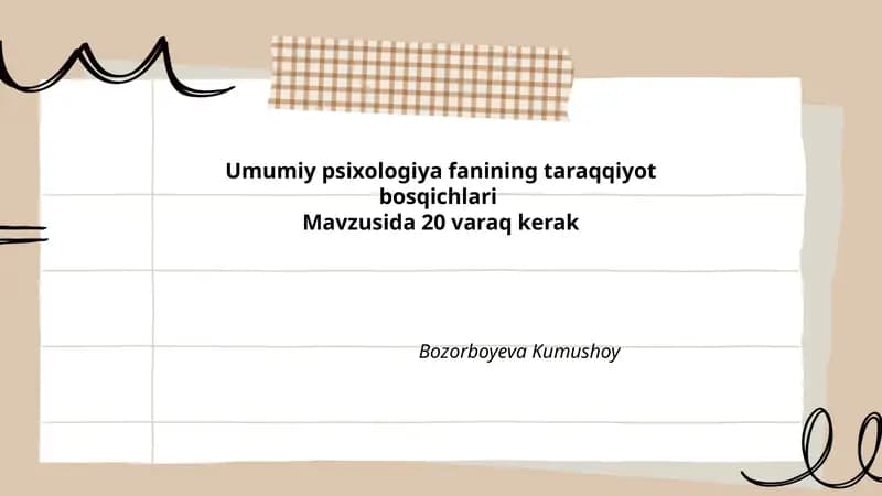 Umumiy psixologiya fanining taraqqiyot bosqichlari