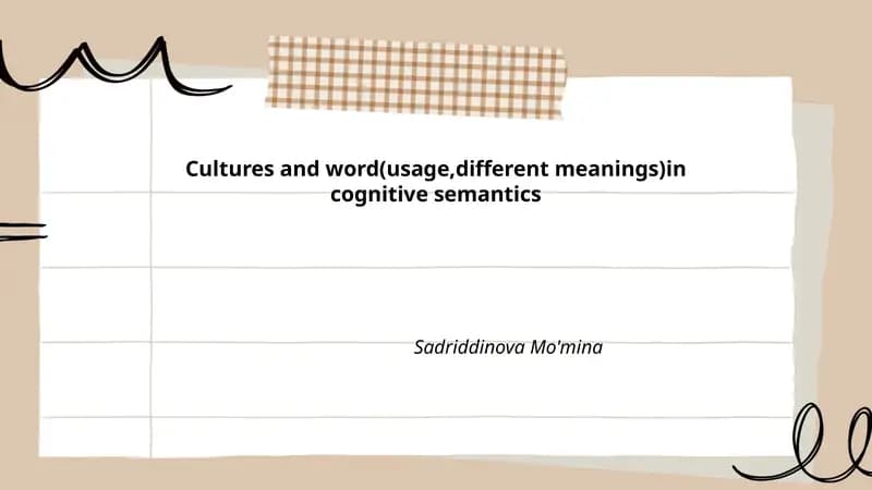 Cultures and word(usage,different meanings)in cognitive semantics