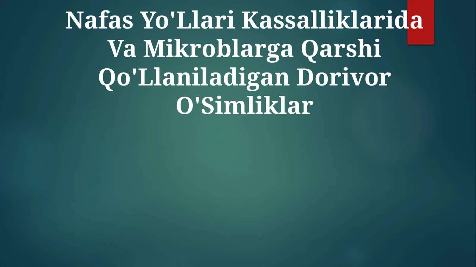 Nafas Yo'Llari Kassalliklarida Va Mikroblarga Qarshi Qo'Llaniladigan Dorivor O'Simliklar