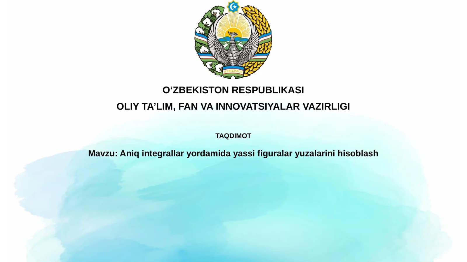 Aniq integrallar yordamida yuzasi figuralar yuzalarni hisoblash