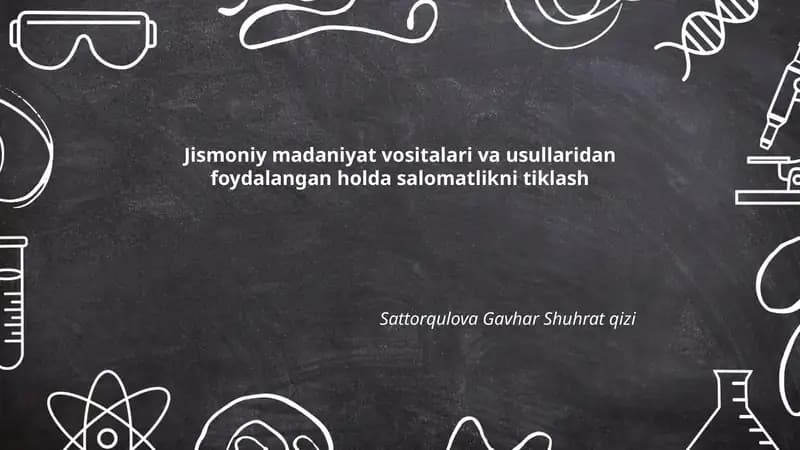 Jismoniy madaniyat vositalari va usullaridan foydalangan holda salomatlikni tiklash