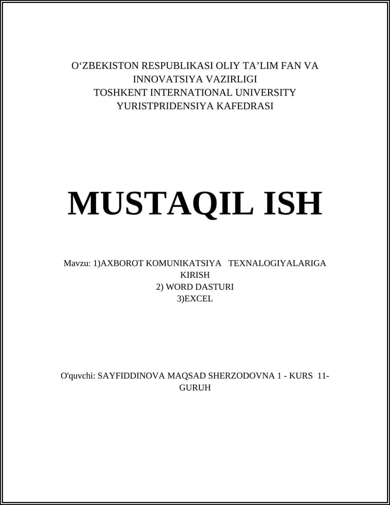 Axborot-kommunikatsiya texnologiyalariga kirish: asosiy tushunchalar