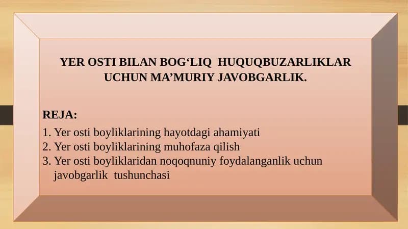 YER OSTI BILAN BOG‘LIQ HUQUQBUZARLIKLAR UCHUN MA’MURIY JAVOBGARLIK
