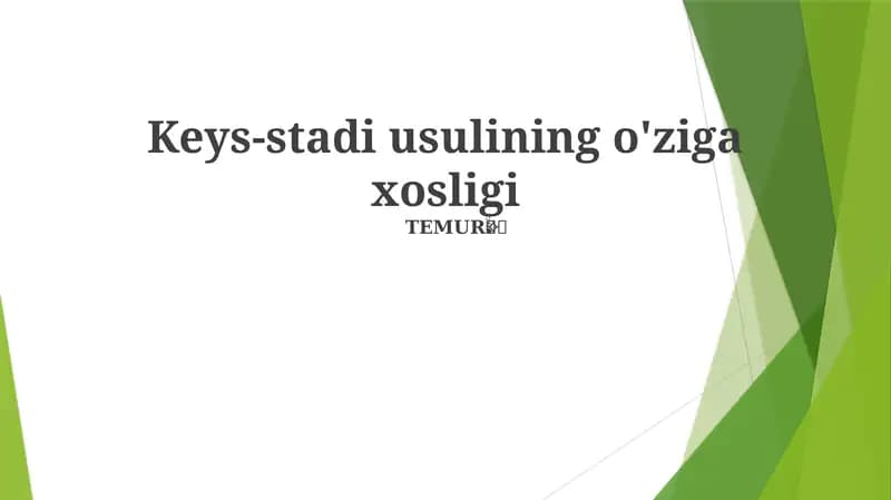 Keys-Stage usulining o'ziga xosligi