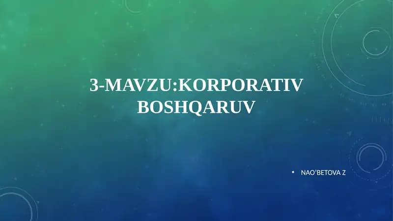 KORPORATIV BOSHQARUV