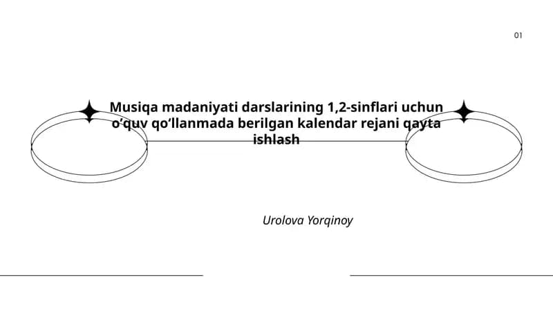 Musiqa madaniyati darslarining 1,2-sinflari uchun oʼquv qoʻllanmada berilgan kalendar rejani qayta ishlash