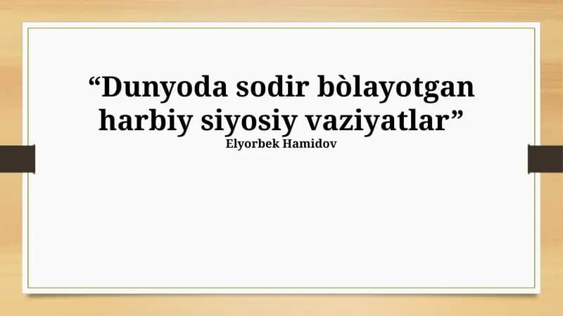 Harbiy siyosiy vaziyatlar