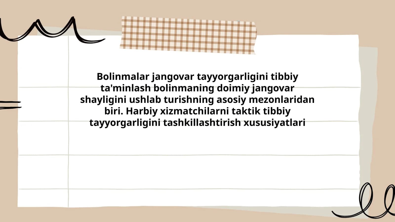 Bolinmalar jangovar tayyorgarligini tibbiy ta'minlash