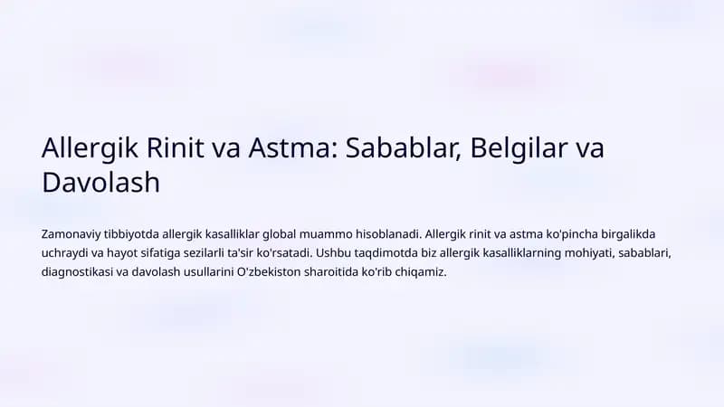 Allergik Rinit va Astma: Sabablar, Belgilar va Davolash