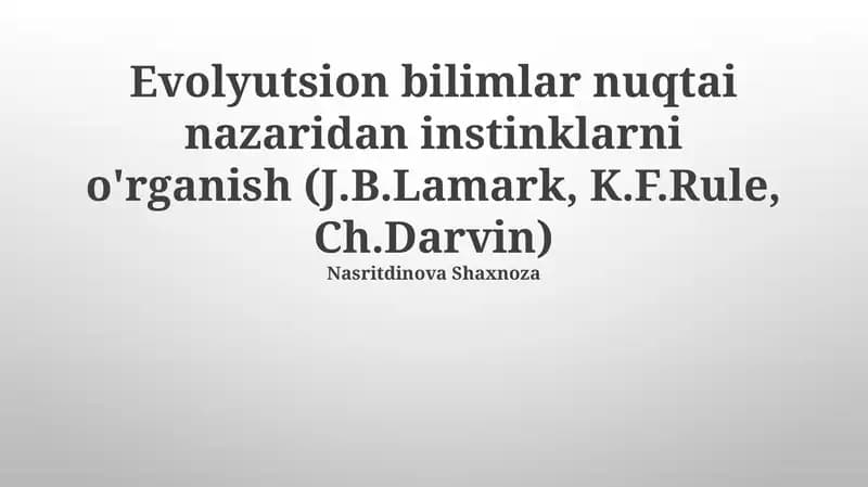 Evolyutsion bilimlar nuqtai nazaridan instinklarni o'rganish