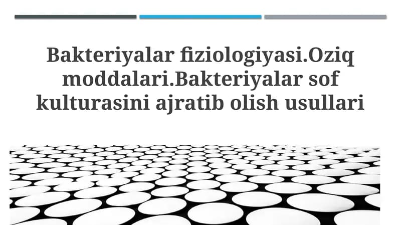 Bakteriyalar fiziologiyasi va oziqlanishi