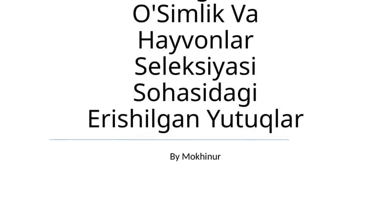 Mikroorganizm, O'Simlik Va Hayvonlar Seleksiyasi Sohasidagi Erishilgan Yutuqlar