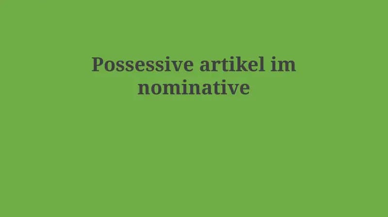 Possessive artikel im nominative