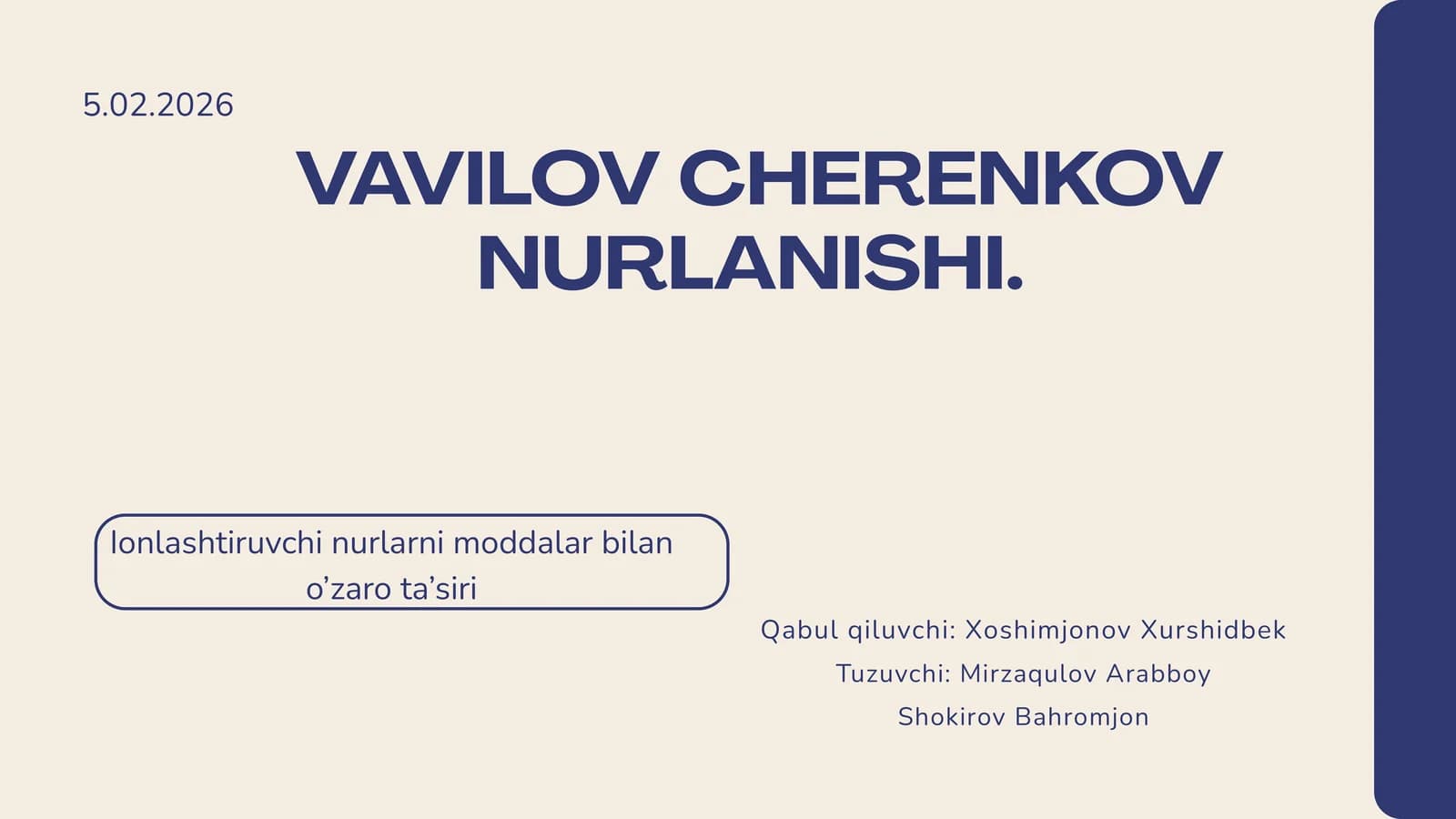 VAVILOV CHERENKOV NURLANISHI