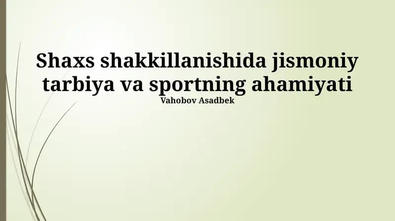 Jismoniy tarbiya va sportning ta'rifi