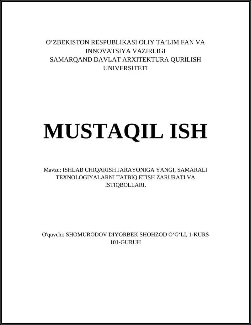 Raqamli ishlab chiqarish texnologiyalari