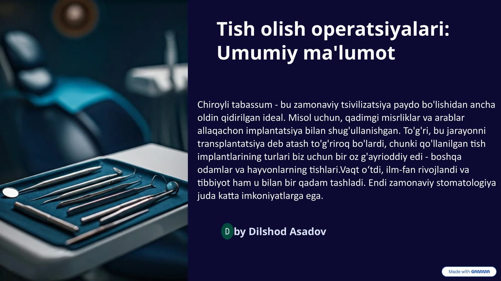 Tish olish operatsiyalari: Umumiy ma'lumot