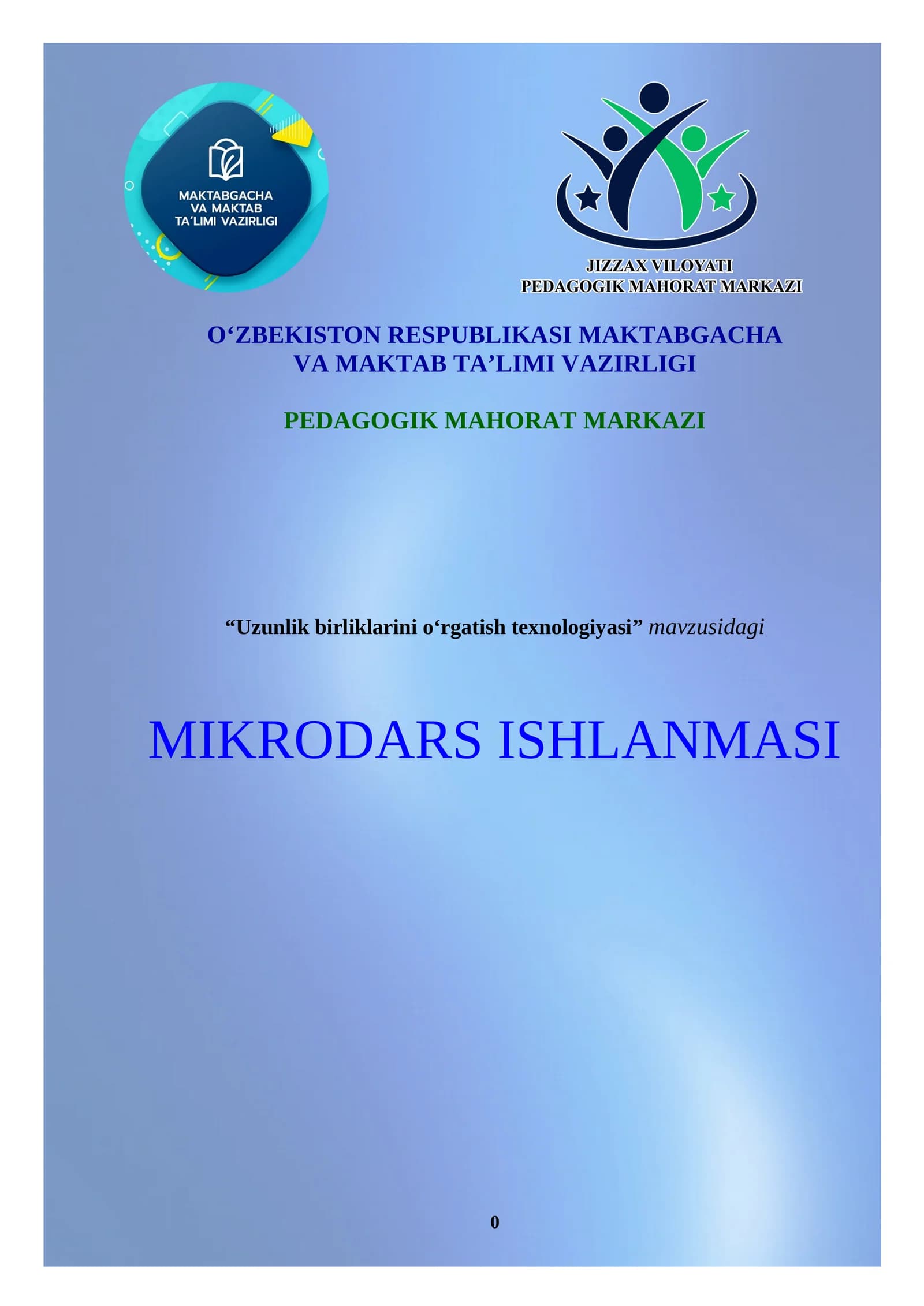 Uzunlik birliklarini oʻrgatish texnologiyasi