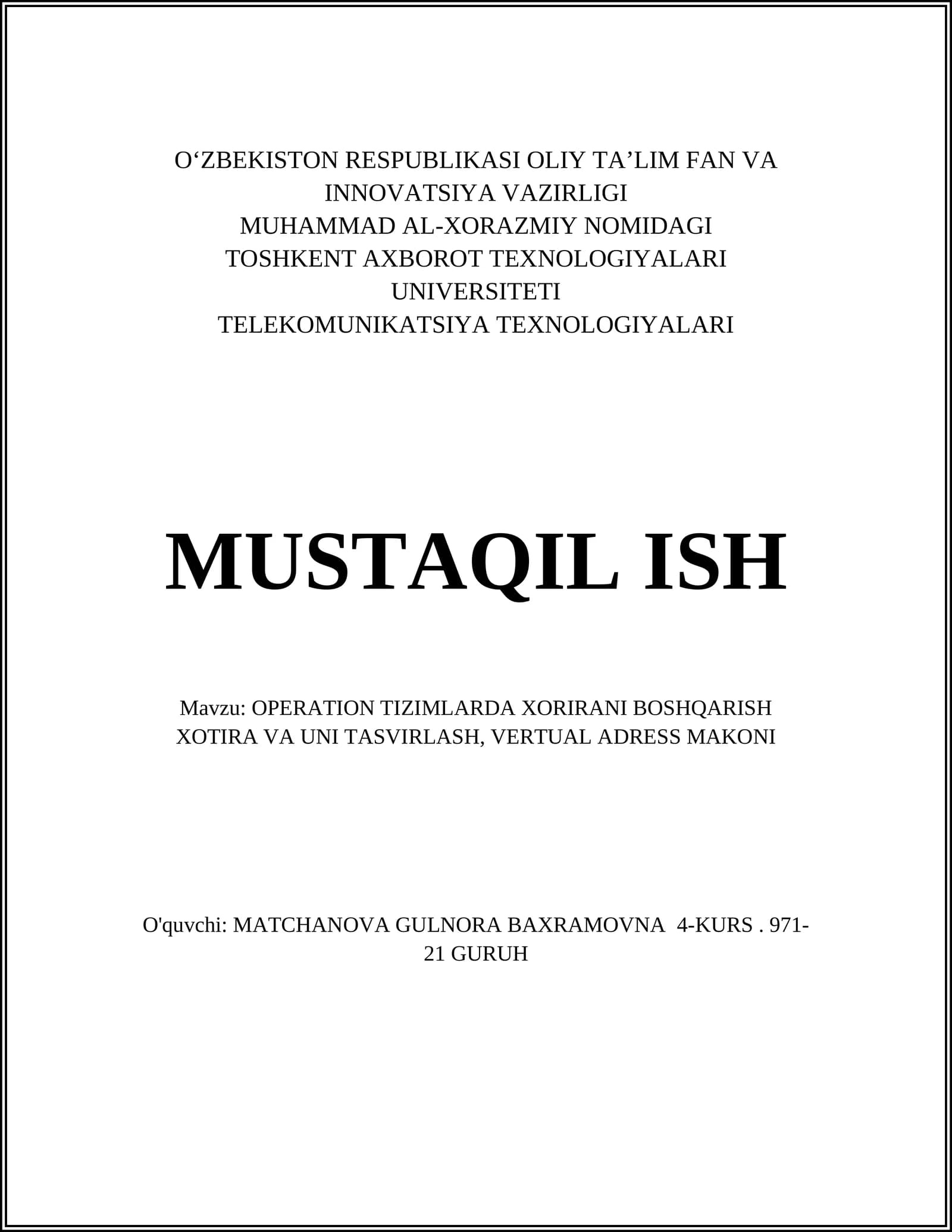 Xotira boshqarish tizimlari