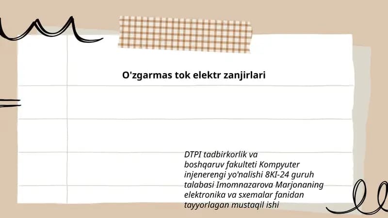 O'zgarmas tok elektr zanjirlari