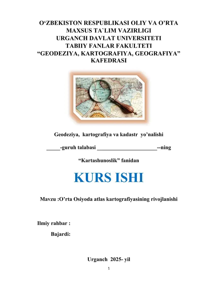 O’rta Osiyoda Atlas Kartografiyasi