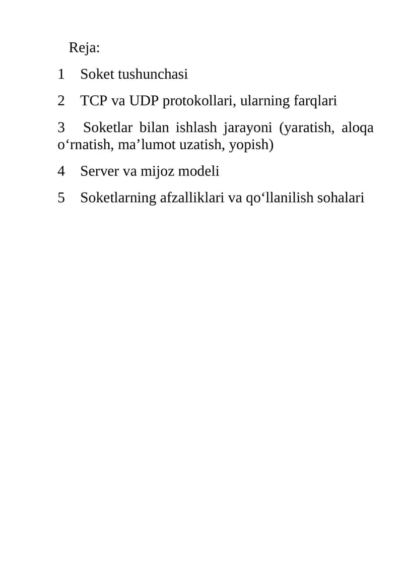 Soket tushunchasi