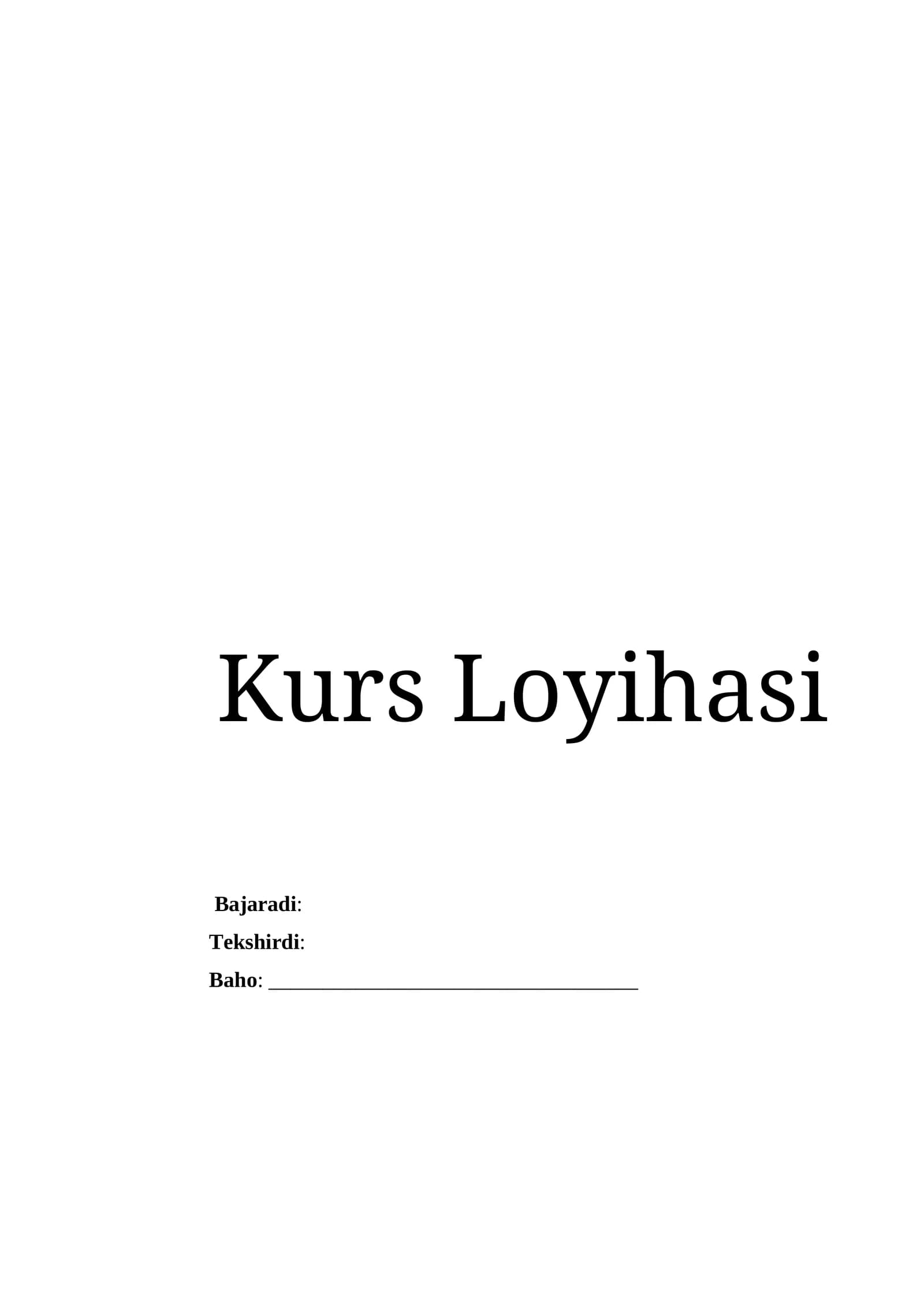 Kurs Loyihasi qalmoqir temir yo'l  transportini hisoblash