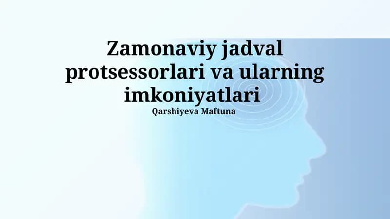 Zamonaviy Elektron Jadvallar Protsessorlari