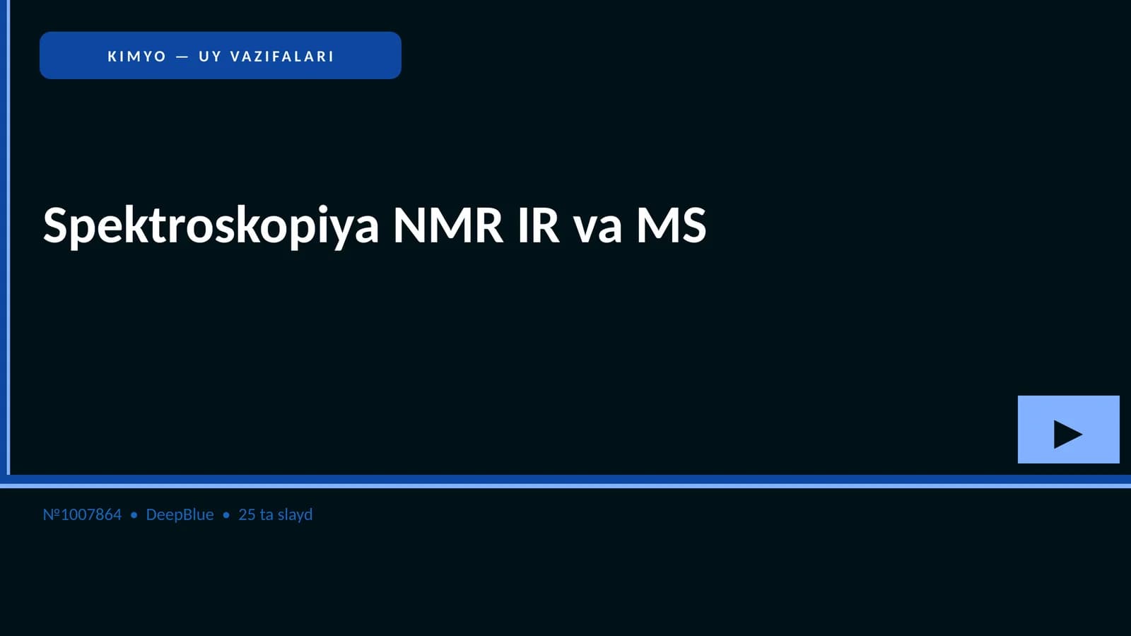 Spektroskopiya NMR IR va MS
