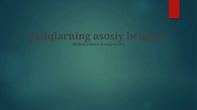 Baliqlarning asosiy belgilari