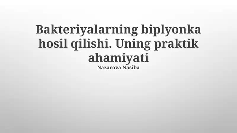 Biofilmlar va oziq-ovqat sanoati
