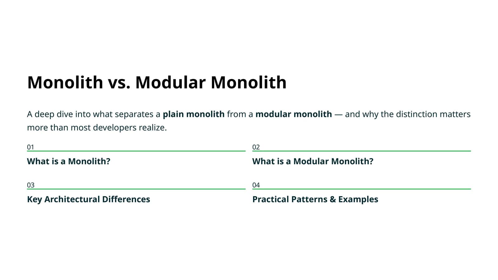 Monolith vs. Modular Monolith