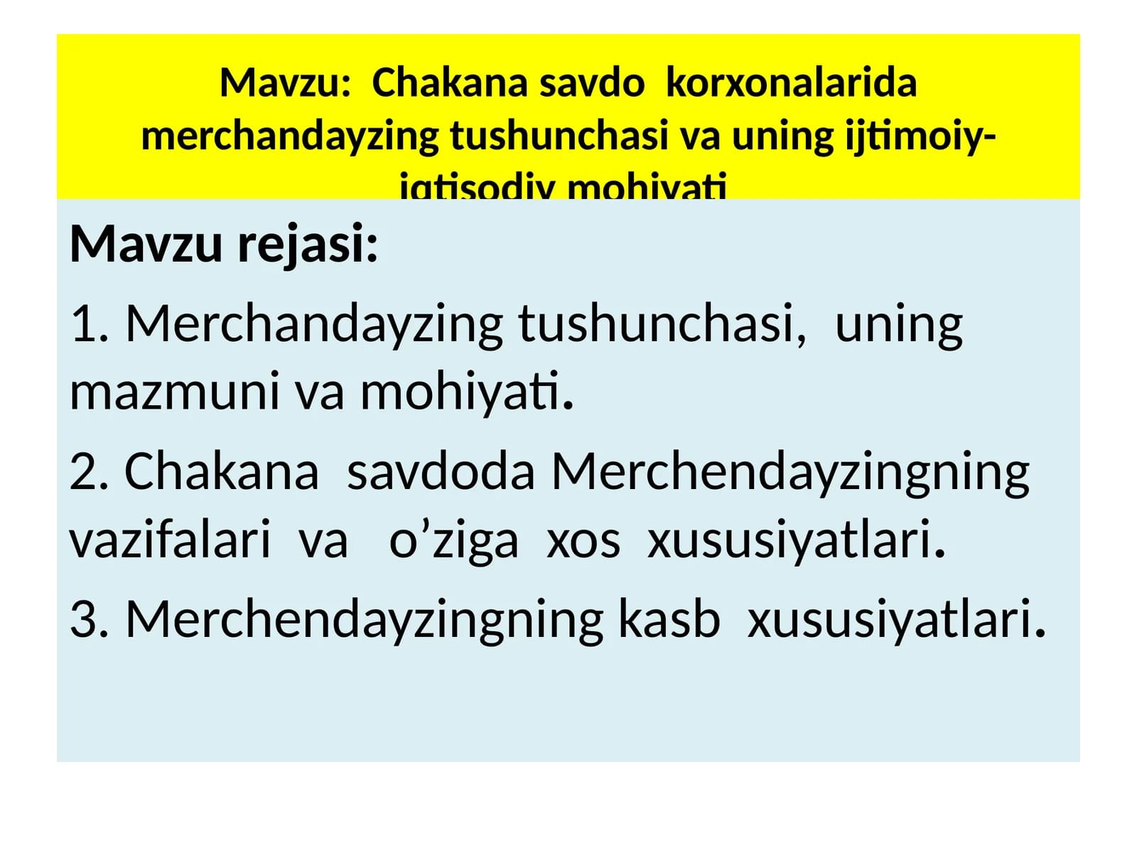 Merchandising tushunchasi