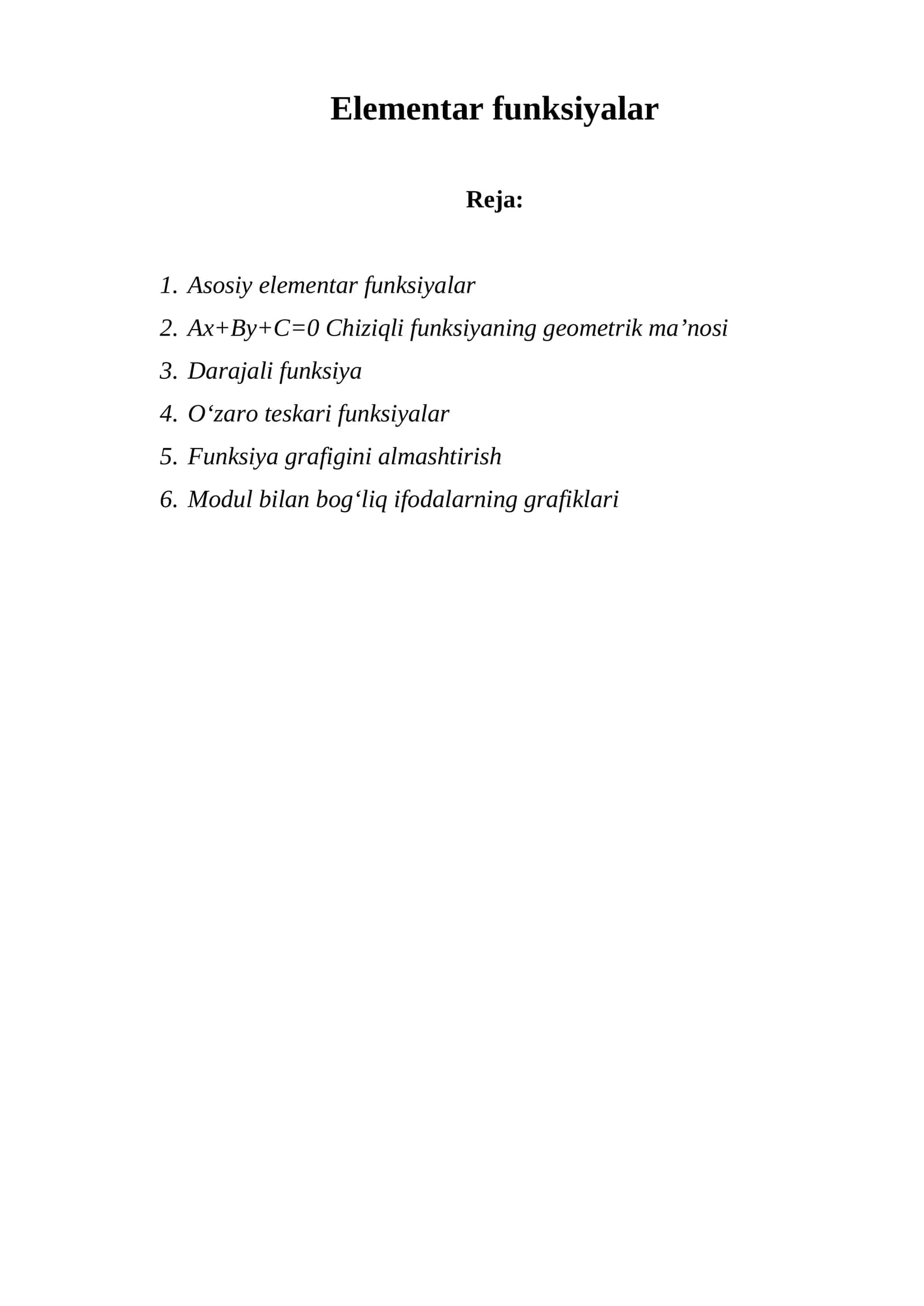 Elementar funksiyalar