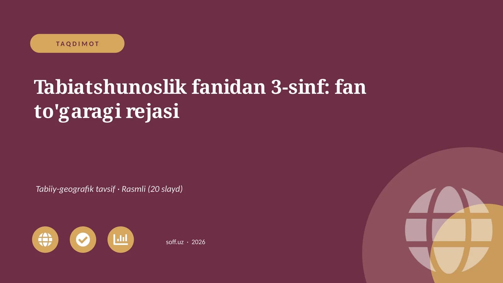 Tabiatshunoslik fanidan 3-sinf: fan to'garagi rejasi