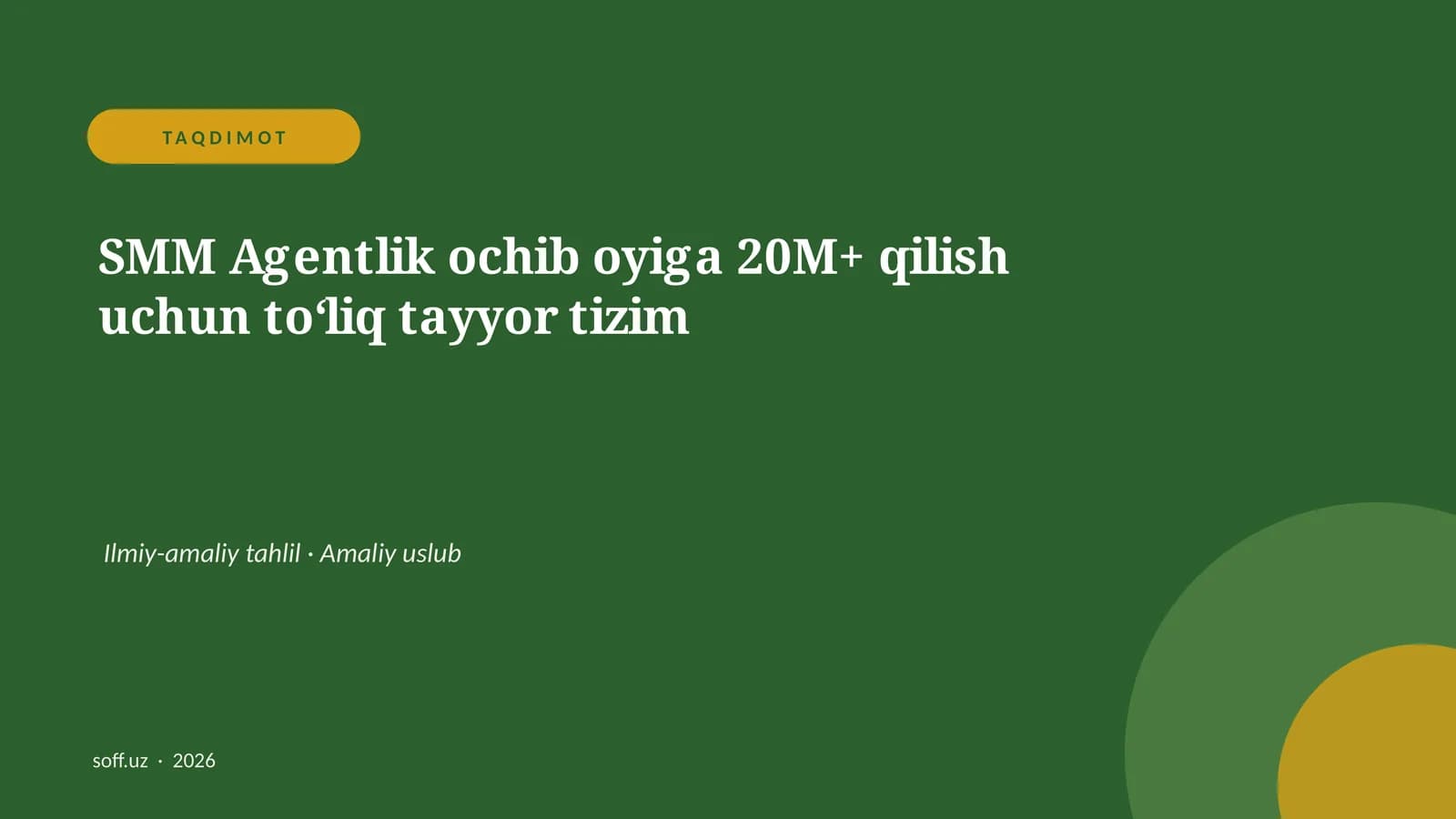 SMM Agentlik ochib oyiga 20M+ qilish uchun to‘liq tayyor tizim