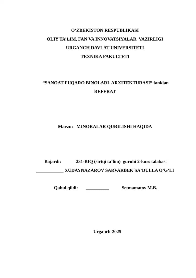SANOAT FUQARO BINOLARI ARXITEKTURASI