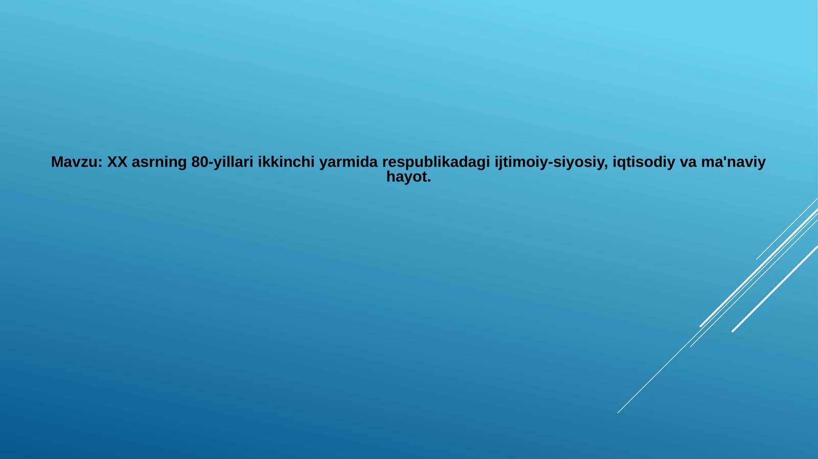 XX asrning 80-yillari ikkinchi yarmida respublikadagi ijtimoiy-siyosiy, iqtisodiy va ma'naviy hayot