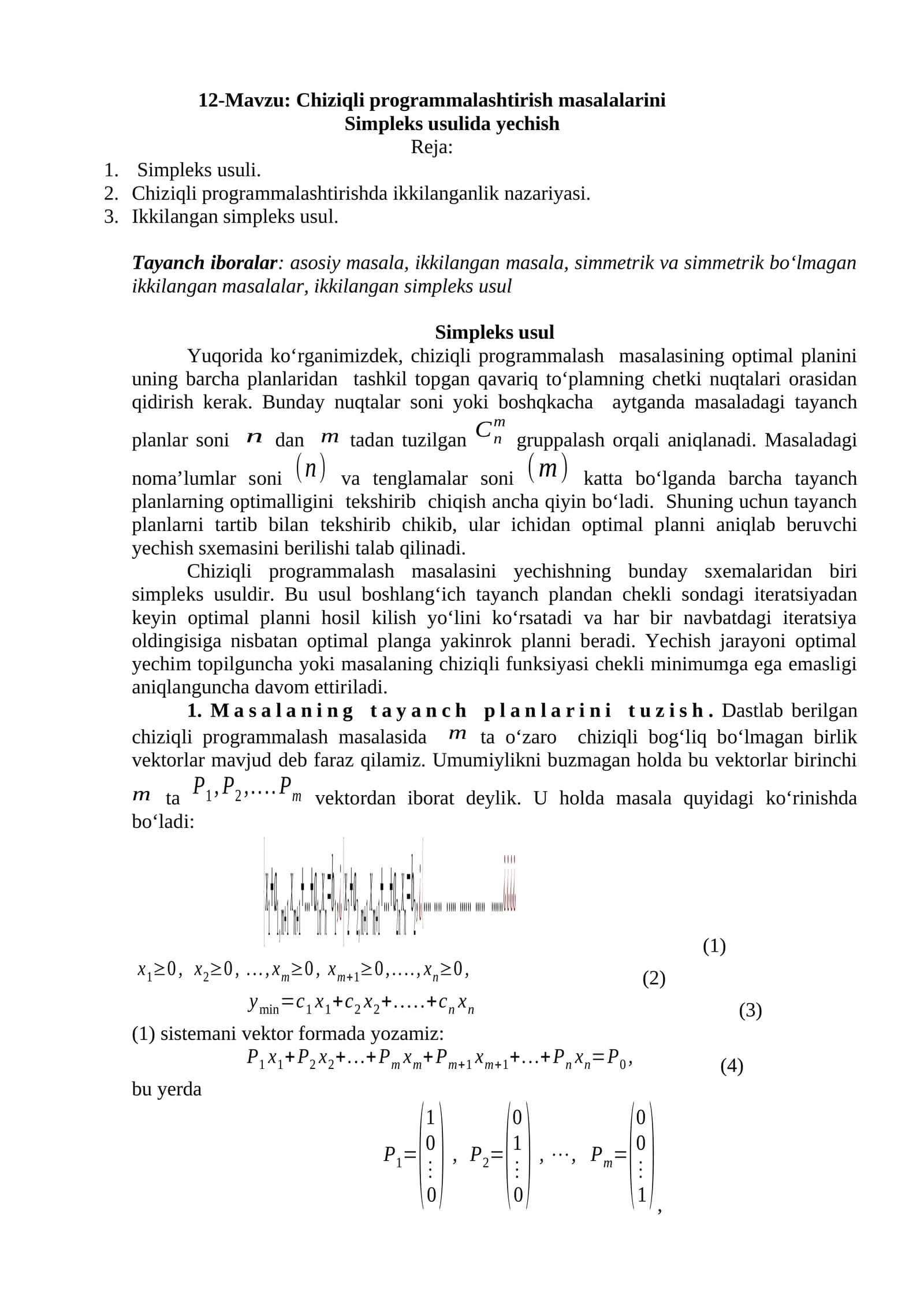 Chiziqli programmalashtirish masalalarini
